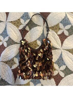 Small brown sequin beaded bag #festival #raver #glamour #prom #going out